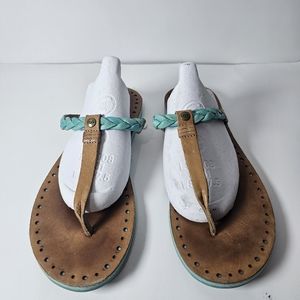 UGG BRIA Sandals Women’s Brown Blue Braid Leather Shoes Size 9